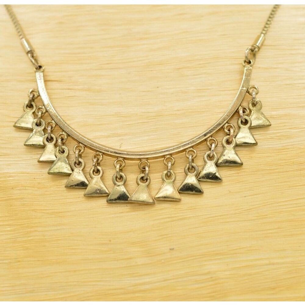 BCBG Generation Collar Necklace Dangle Triangle Mixed Tone Boho Chain Chic Bin7